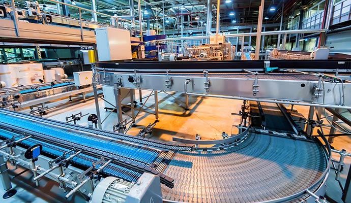 Automated industrial conveyor belt system factory