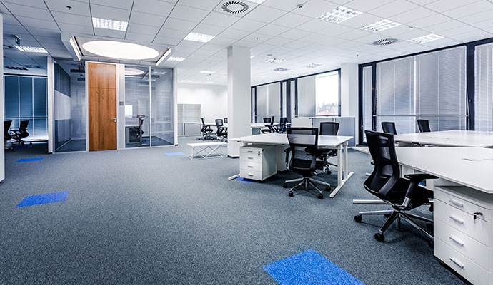 Clean carpet on the office floor