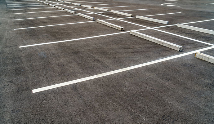 Clean commercial parking lot