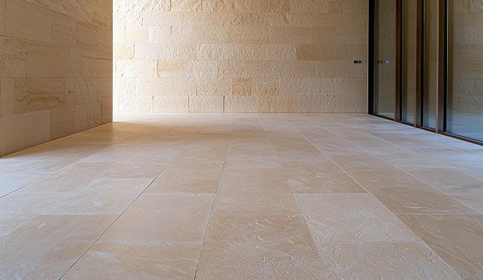 Clean interior with stone flooring