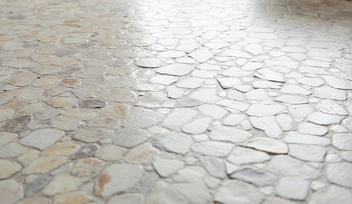 A close up of a clean and shiny stone floor