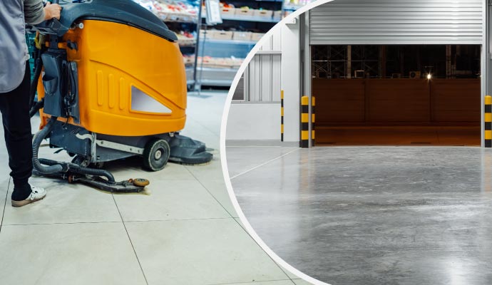 Collage of commercial cleaning services