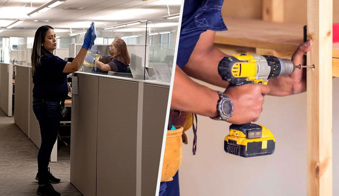 Collage of green clenaing and handyman service