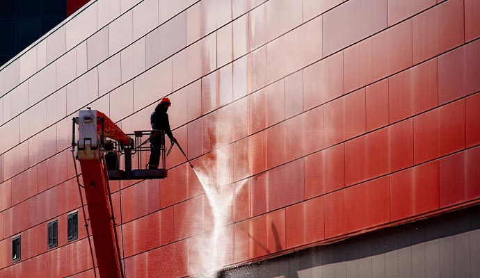 Commercial building pressure washing