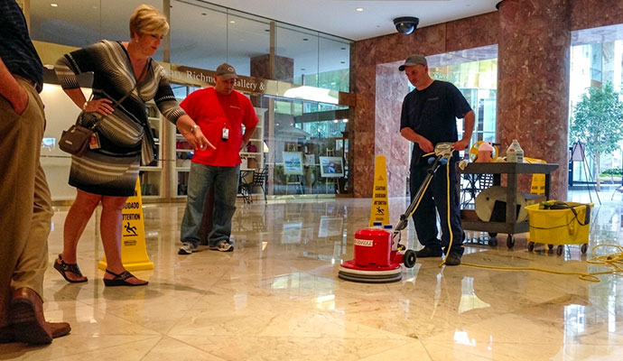 Commercial floor cleaning and polishing service