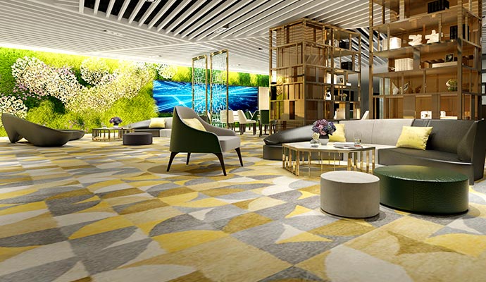 Commercial office lobby with clean carpet