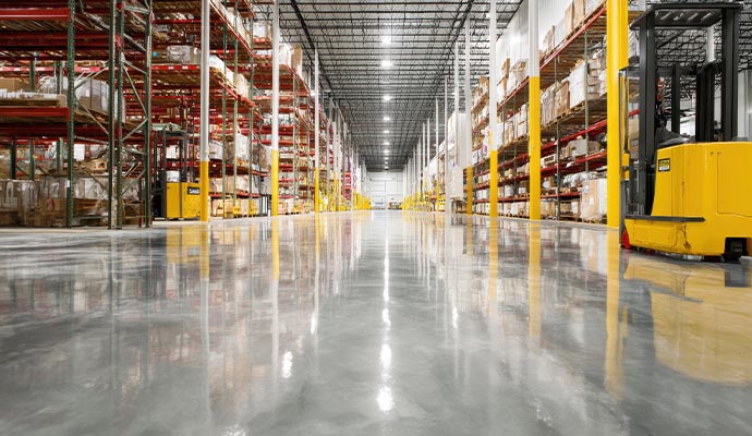 Clean industrial warehouse interior