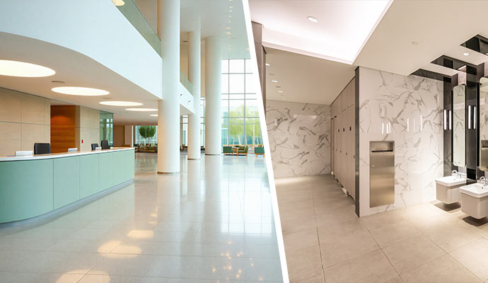 Collage of clean tiles and grout in different properties