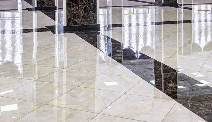 Polished tile floor