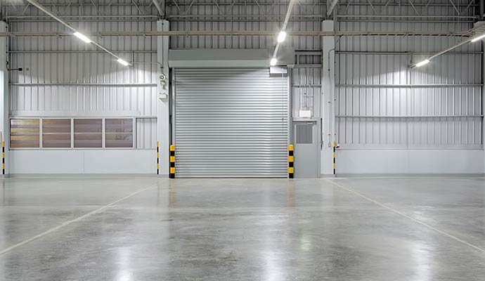 Industrial polished concrete cleaned floor