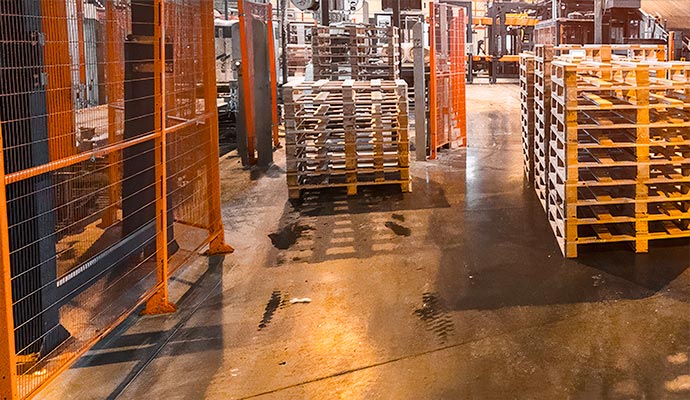Industrial warehouse heavy equipment traffic