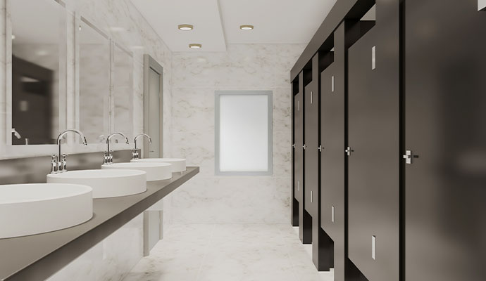 Clean commercial restroom