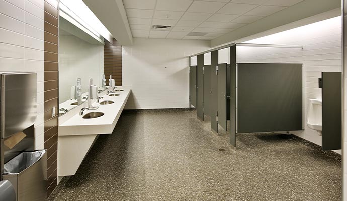 Clean interior of a restroom