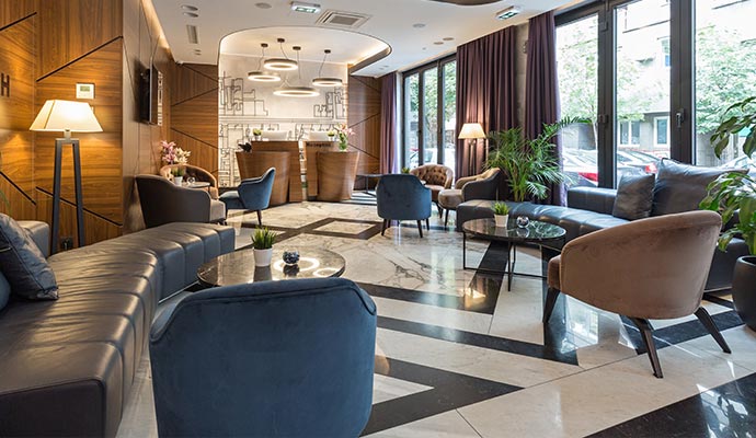 Clean organized furniture in living room