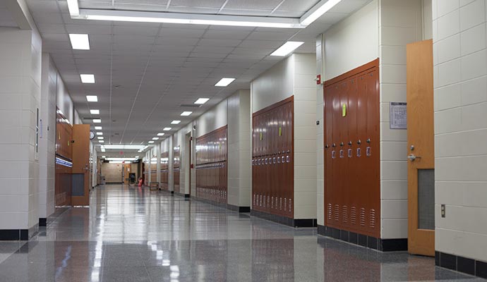 Clean school hallway