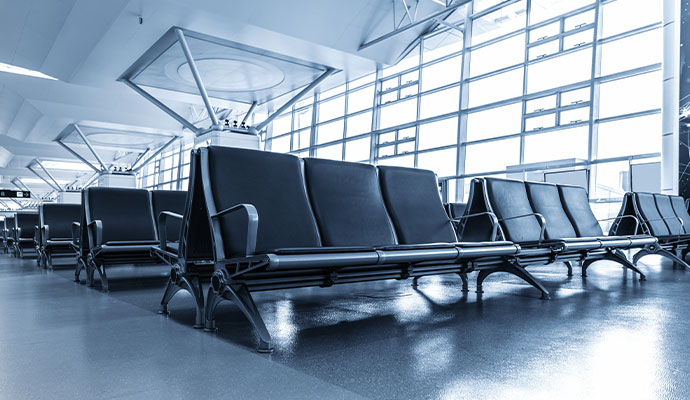 Cleaned chair at airport lounge
