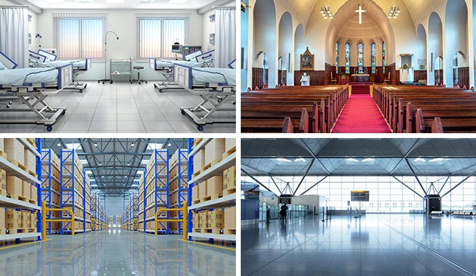 Collage of different commercial industries