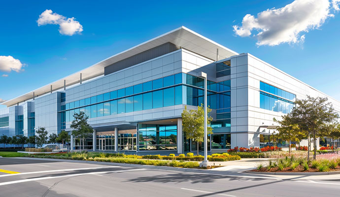 Exterior view of a commercial building