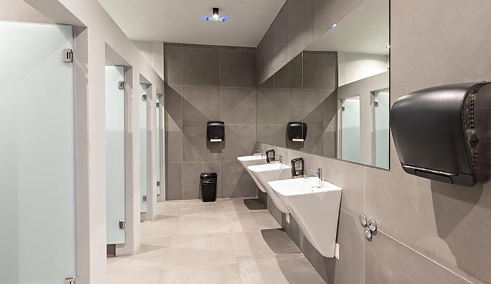 Modern and clean public restroom