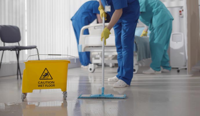 Professional cleaning hospital floor
