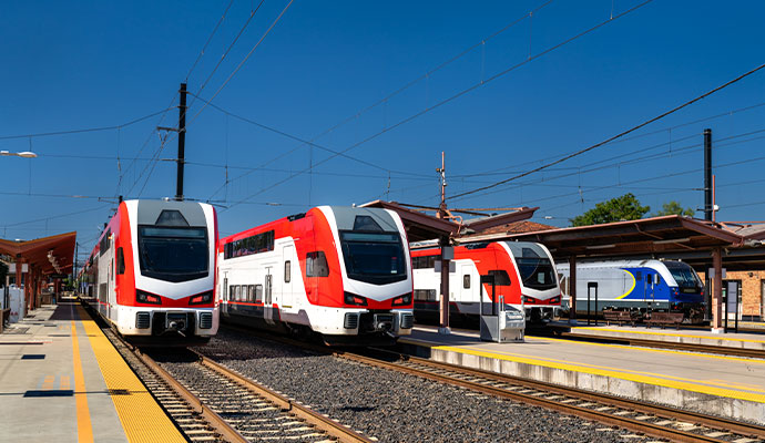 Trains at railway station
