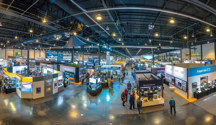 Large scale trade show event exhibition hall