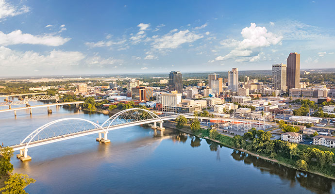 Panoramic view of the Little Rock, Arkansas skyline