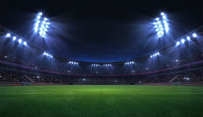 Night stadium illuminated