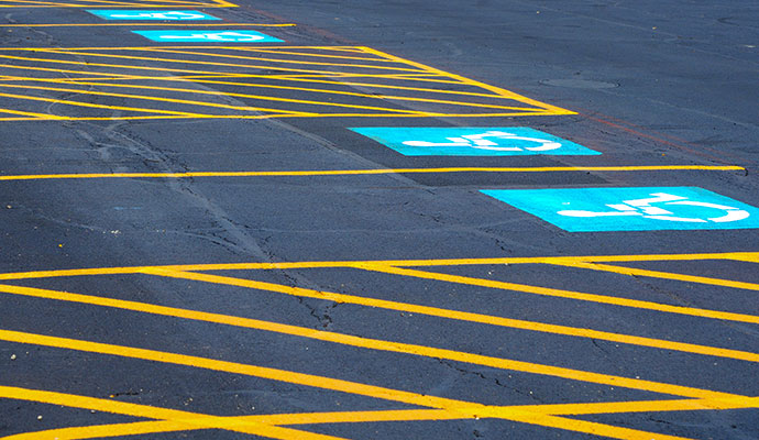 Parking lot accessible handicap striping