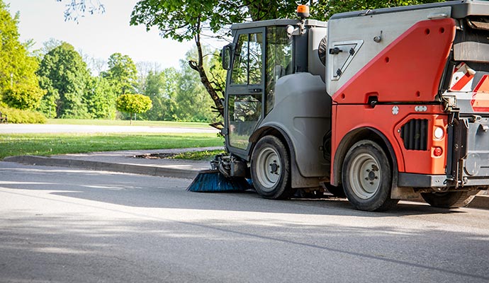 Parking lot street sweeper cleaning