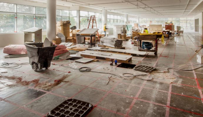 Post construction cleanup of commercial renovation site