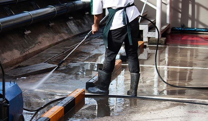 A person doing pressure washing