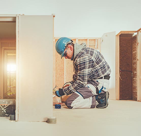 Professional electrician wiring new home