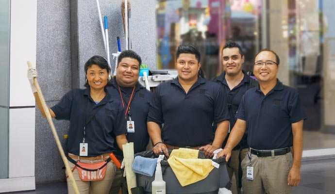 Professional janitor team