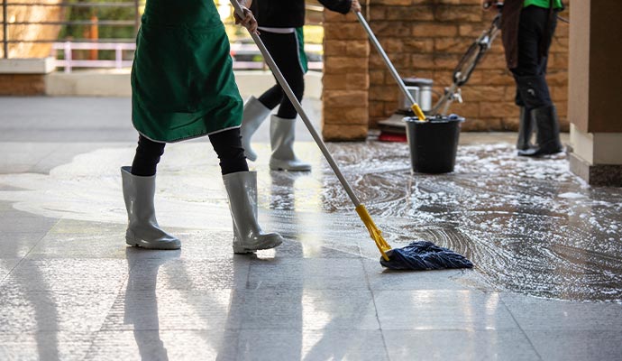 Striping and Polishing Floor