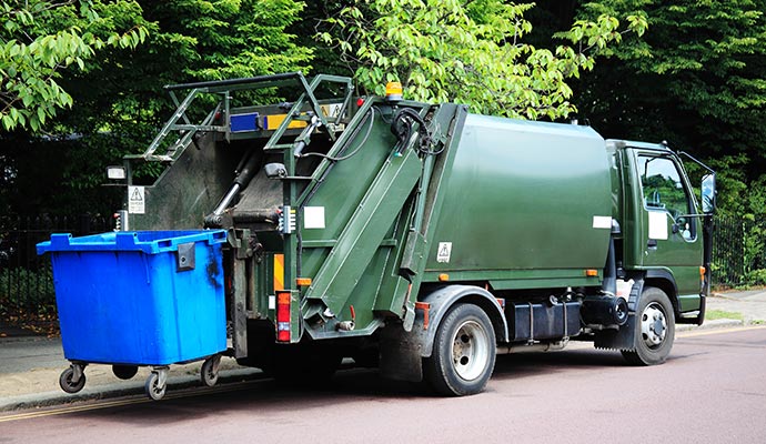 Trash removal garbage truck