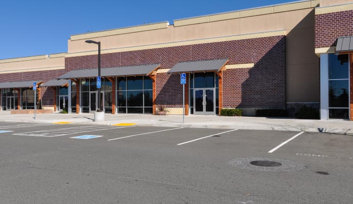 Striped parking lot with white lines